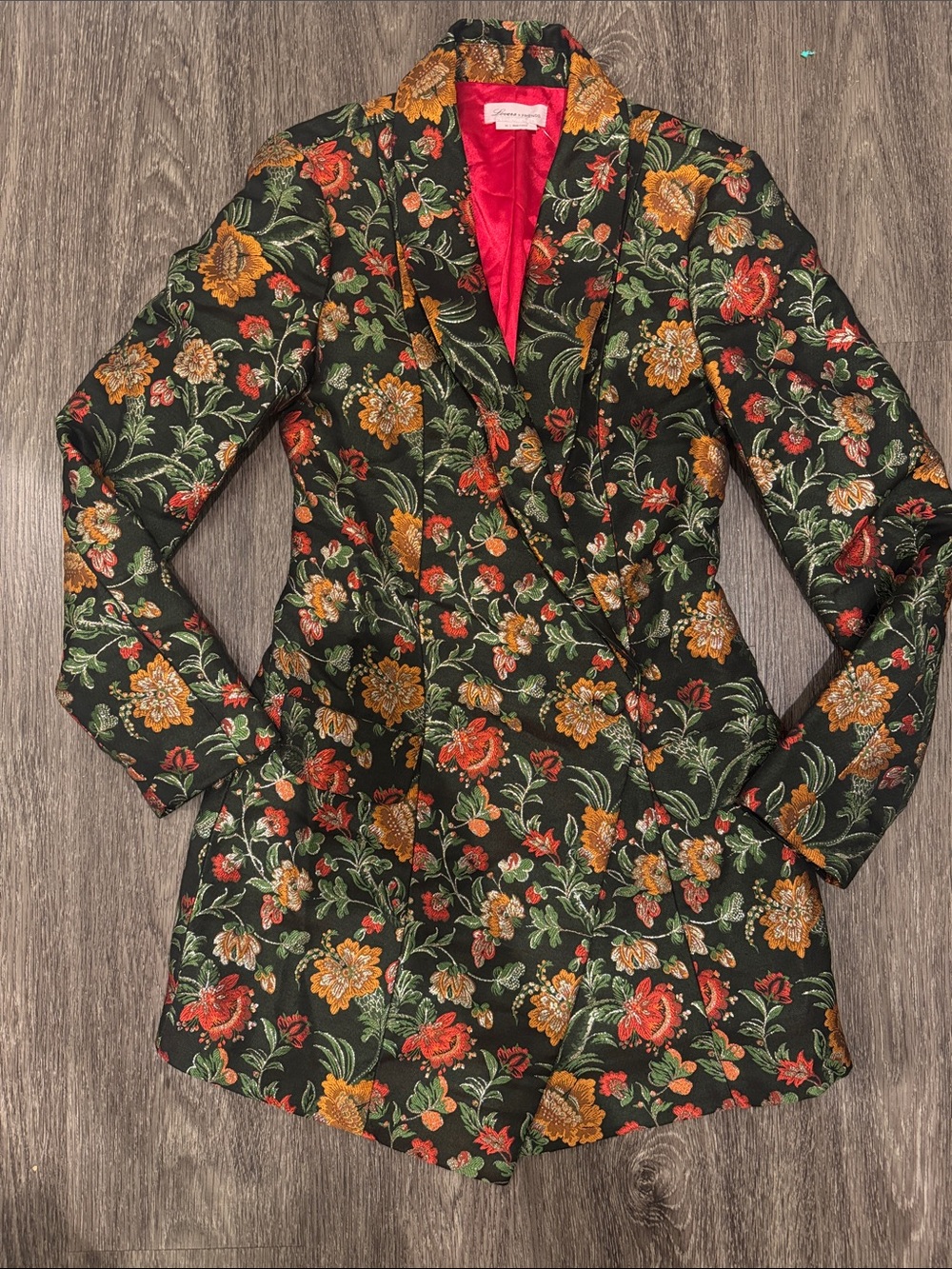 LOVERS + FRIENDS Ally Floral Brocade blazer Mini Dress - Black/Gold Floral XS - Picture 4 of 10